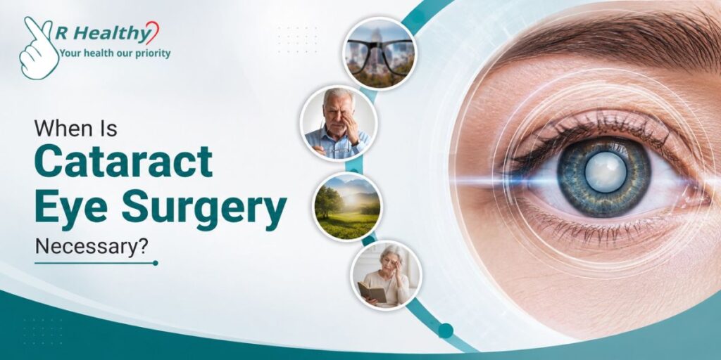 Cataract eye surgery showing signs of cataracts, cloudy vision, light sensitivity, and the importance of timely treatment and consultation